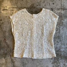 画像1: OLD RIBBON EMBROIDERY LACE DESIGN S/S TOPS / Ladies M (1)