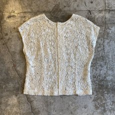 画像2: OLD RIBBON EMBROIDERY LACE DESIGN S/S TOPS / Ladies M (2)