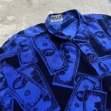 画像3: DOLLAR BILL PATTERN RAYON S/S SHIRT / Mens L (3)