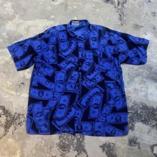 画像1: DOLLAR BILL PATTERN RAYON S/S SHIRT / Mens L (1)