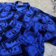 画像4: DOLLAR BILL PATTERN RAYON S/S SHIRT / Mens L (4)