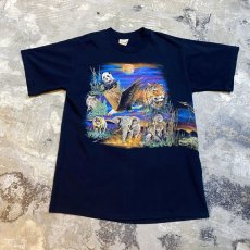 画像1: 90's VARIOUS ANIMAL PRINTED S/S TEE / Mens L / MADE IN USA (1)