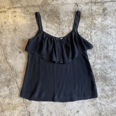 画像1: BLACK COLOR SHEER FRILL DESIGN CAMISOLE / Ladies M (1)