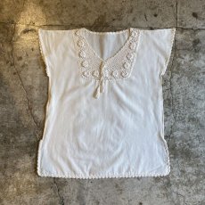 画像1: OLD DESIGN CROCHET S/S BLOUSE / Ladies M (1)