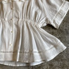 画像5: WHITE COLOR DESIGN FRILL COLLAR S/S SHIRT / Ladies M (5)