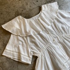 画像3: WHITE COLOR DESIGN FRILL COLLAR S/S SHIRT / Ladies M (3)