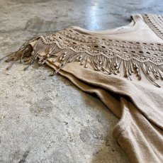 画像7: BEIGE COLOR FRINGE DESIGN N/S TOPS / Ladies M (7)