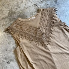 画像3: BEIGE COLOR FRINGE DESIGN N/S TOPS / Ladies M (3)