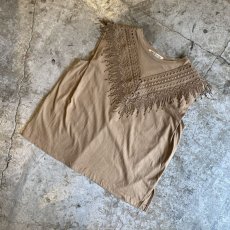 画像4: BEIGE COLOR FRINGE DESIGN N/S TOPS / Ladies M (4)