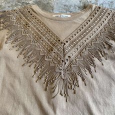 画像5: BEIGE COLOR FRINGE DESIGN N/S TOPS / Ladies M (5)