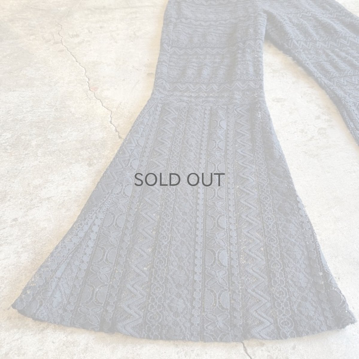 画像5: BLACK COLOR LACE DESIGN FLARE PANTS / W24~W29 (5)