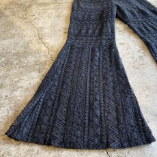 画像5: BLACK COLOR LACE DESIGN FLARE PANTS / W24~W29 (5)