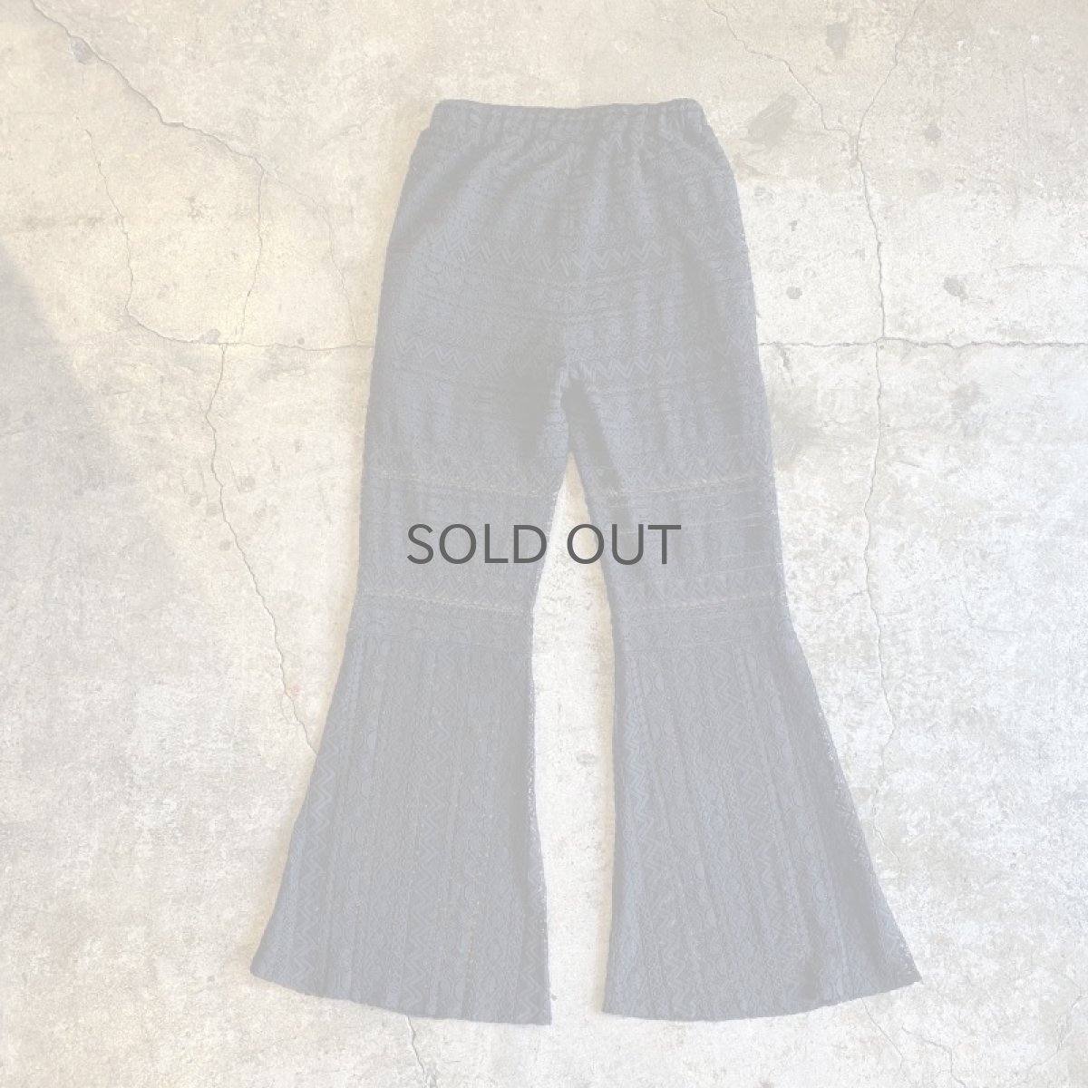 画像2: BLACK COLOR LACE DESIGN FLARE PANTS / W24~W29 (2)