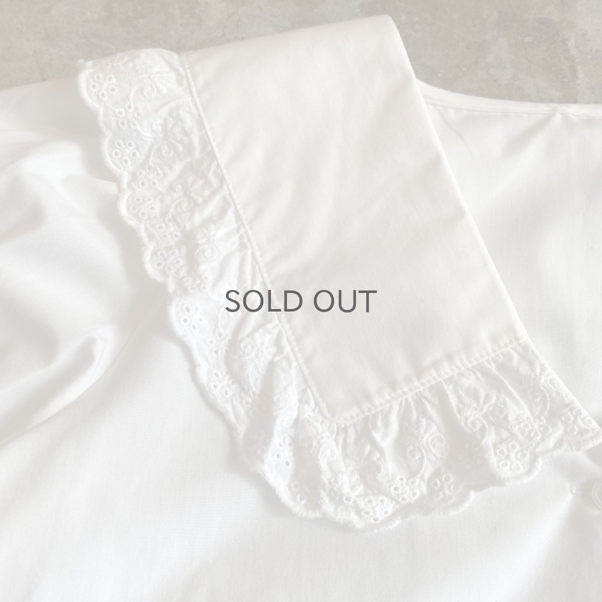 画像5: WHITE COLOR FRILL DESIGN COLLAR COTTON SHIRT / Ladies M (5)