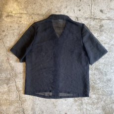 画像2: BLACK COLOR WASHER DESIGN SHEER S/S SHIRT / Ladies M / MADE IN FRANCE (2)