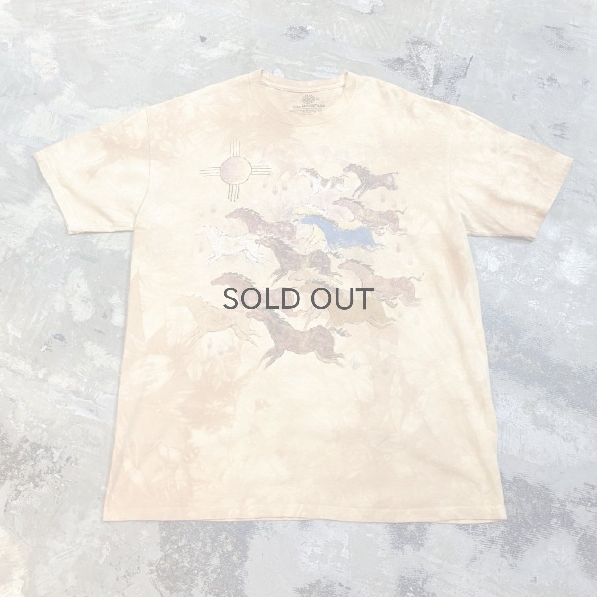 画像1: HORSE PRINTED TIE DYE PATTERN S/S TEE / Mens XL (1)