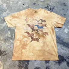 画像1: HORSE PRINTED TIE DYE PATTERN S/S TEE / Mens XL (1)