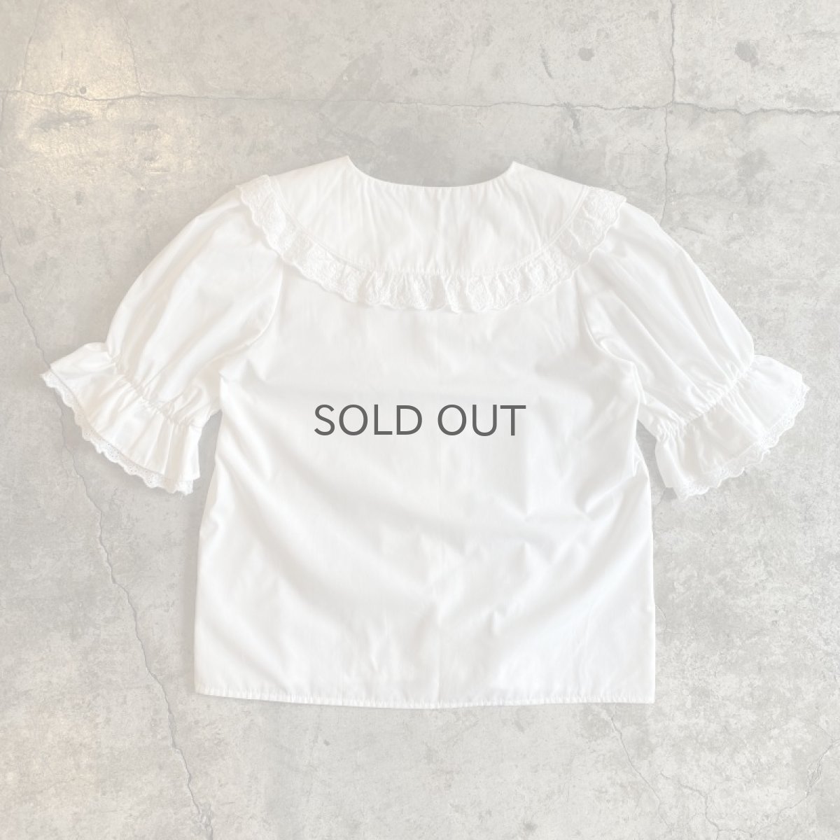 画像2: WHITE COLOR FRILL DESIGN COLLAR COTTON SHIRT / Ladies M (2)