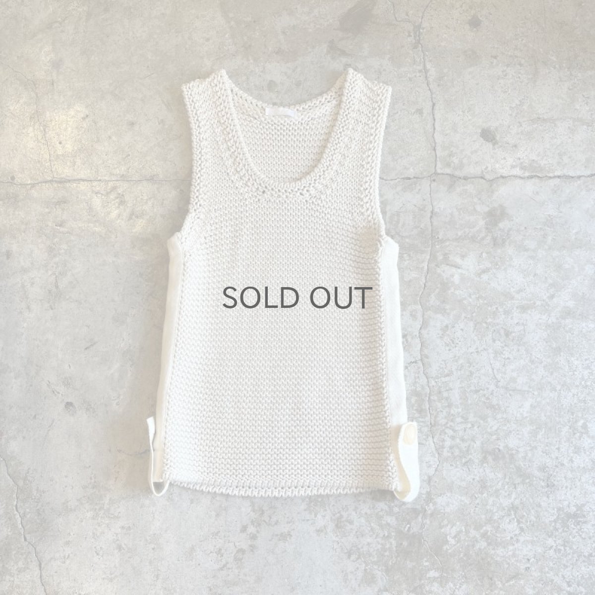 画像1: 【CHLOE】SIDE LINE DESIGN GARTER STITCH KNIT N/S TOPS / Ladies S / MADE IN ITALY  (1)
