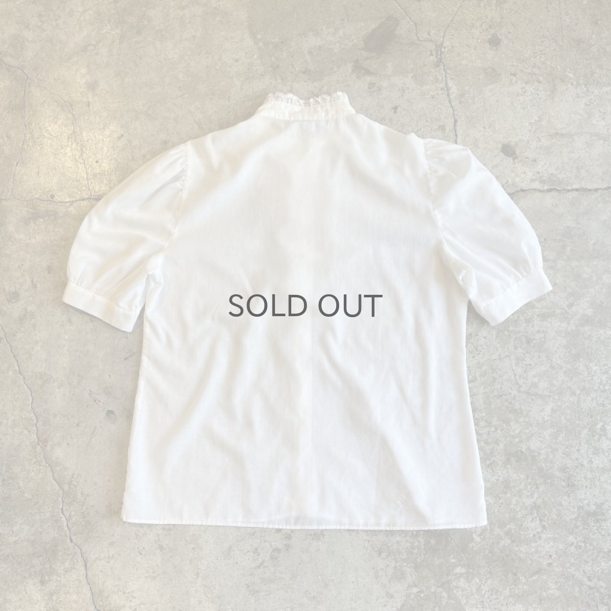 画像2: POINT FRILL LACE DESIGN PUFF SLEEVE S/S BLOUSE / Ladies M / MADE IN USA (2)