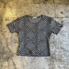 画像1: MONOCHROME COLOR MIX ART PATTERN DESIGN S/S TOPS / Ladies M (1)