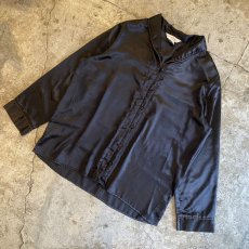 画像4: LUSTER BLACK COLOR OPEN COLLAR DESIGN L/S SHIRT / Ladies S(M) (4)