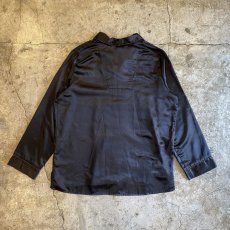 画像2: LUSTER BLACK COLOR OPEN COLLAR DESIGN L/S SHIRT / Ladies S(M) (2)