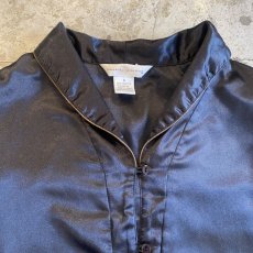 画像5: LUSTER BLACK COLOR OPEN COLLAR DESIGN L/S SHIRT / Ladies S(M) (5)