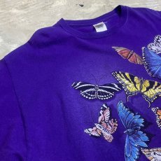 画像3: BUTTERFLY PRINTED PURPLE COLOR S/S TEE / Mens XL (3)