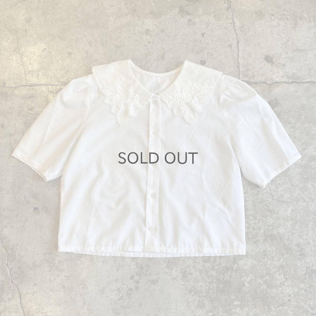 画像1: FLORAL POINT EMBROIDERY DESIGN S/S BLOUSE / Ladies M (1)