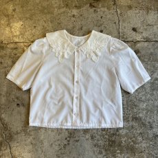 画像1: FLORAL POINT EMBROIDERY DESIGN S/S BLOUSE / Ladies M (1)