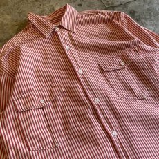 画像3: RED COLOR STRIPE PATTERN DESIGN L/S SHIRT / Ladies M(L) (3)