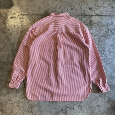 画像2: RED COLOR STRIPE PATTERN DESIGN L/S SHIRT / Ladies M(L) (2)