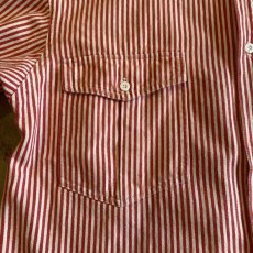 画像6: RED COLOR STRIPE PATTERN DESIGN L/S SHIRT / Ladies M(L) (6)