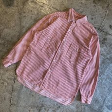 画像4: RED COLOR STRIPE PATTERN DESIGN L/S SHIRT / Ladies M(L) (4)