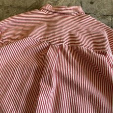 画像9: RED COLOR STRIPE PATTERN DESIGN L/S SHIRT / Ladies M(L) (9)