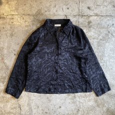 画像1: ALL OVER ART PATTERN BLACK COLOR SHEER DESIGN L/S SHIRT / Ladies M (1)