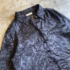 画像3: ALL OVER ART PATTERN BLACK COLOR SHEER DESIGN L/S SHIRT / Ladies M (3)