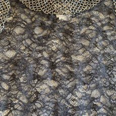 画像7: BEADS DESIGN BLACK COLOR LACE N/S TOPS / Ladies S (7)