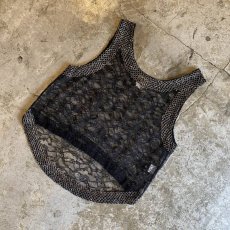 画像4: BEADS DESIGN BLACK COLOR LACE N/S TOPS / Ladies S (4)