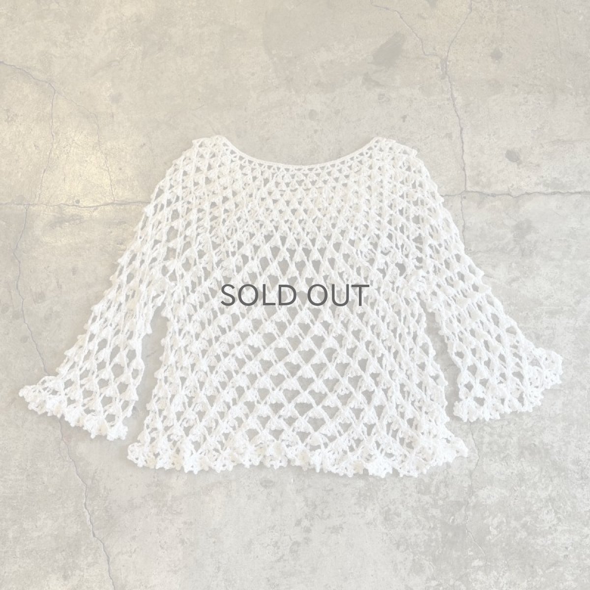 画像2: WHITE COLOR CROCHET FLARE SLEEVE DESIGN L/S TOPS / Ladies M (2)