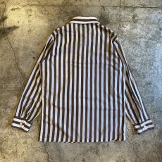 画像2: BROWN COLOR STRIPE PATTERN DESIGN L/S SHIRT / Ladies M(P) (2)