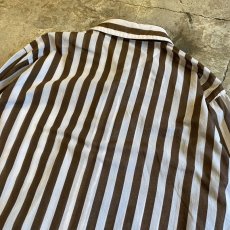 画像10: BROWN COLOR STRIPE PATTERN DESIGN L/S SHIRT / Ladies M(P) (10)