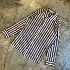 画像4: BROWN COLOR STRIPE PATTERN DESIGN L/S SHIRT / Ladies M(P) (4)