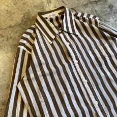 画像3: BROWN COLOR STRIPE PATTERN DESIGN L/S SHIRT / Ladies M(P) (3)