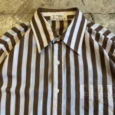 画像5: BROWN COLOR STRIPE PATTERN DESIGN L/S SHIRT / Ladies M(P) (5)