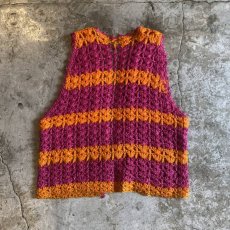 画像2: BORDER PATTERN COLOR DESIGN KNIT VEST / Ladies M (2)