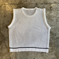 画像2: WHITE COLOR MESH KNIT VEST / Ladies L (2)