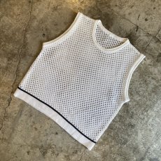 画像4: WHITE COLOR MESH KNIT VEST / Ladies L (4)