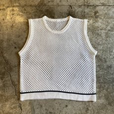 画像1: WHITE COLOR MESH KNIT VEST / Ladies L (1)